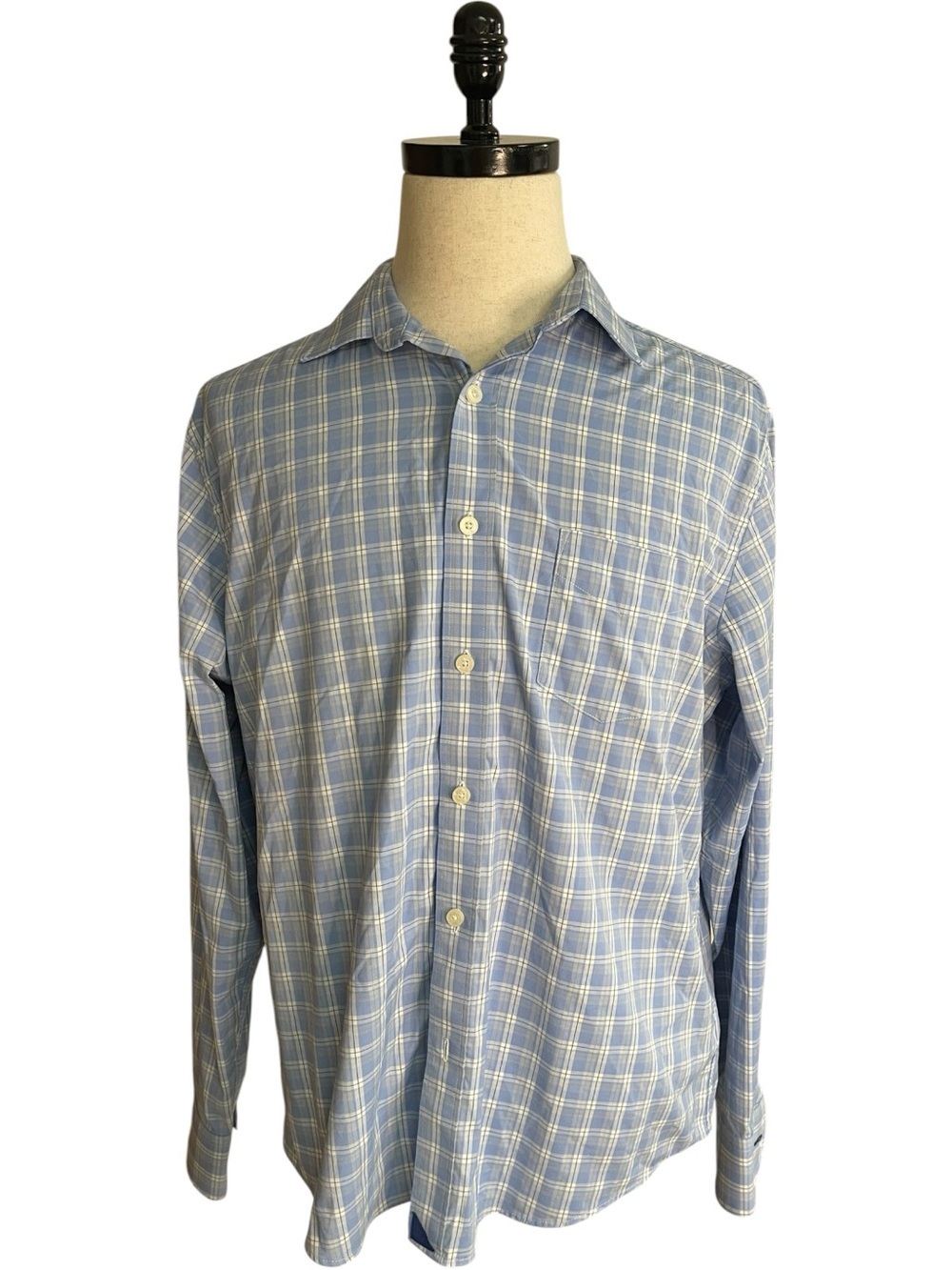 UNTUCKit Zonte Performance Button Down Shirt Blue White Check